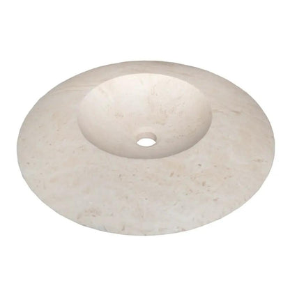 Light Beige Travertine Stone Round Vessel Bathroom Sink 21