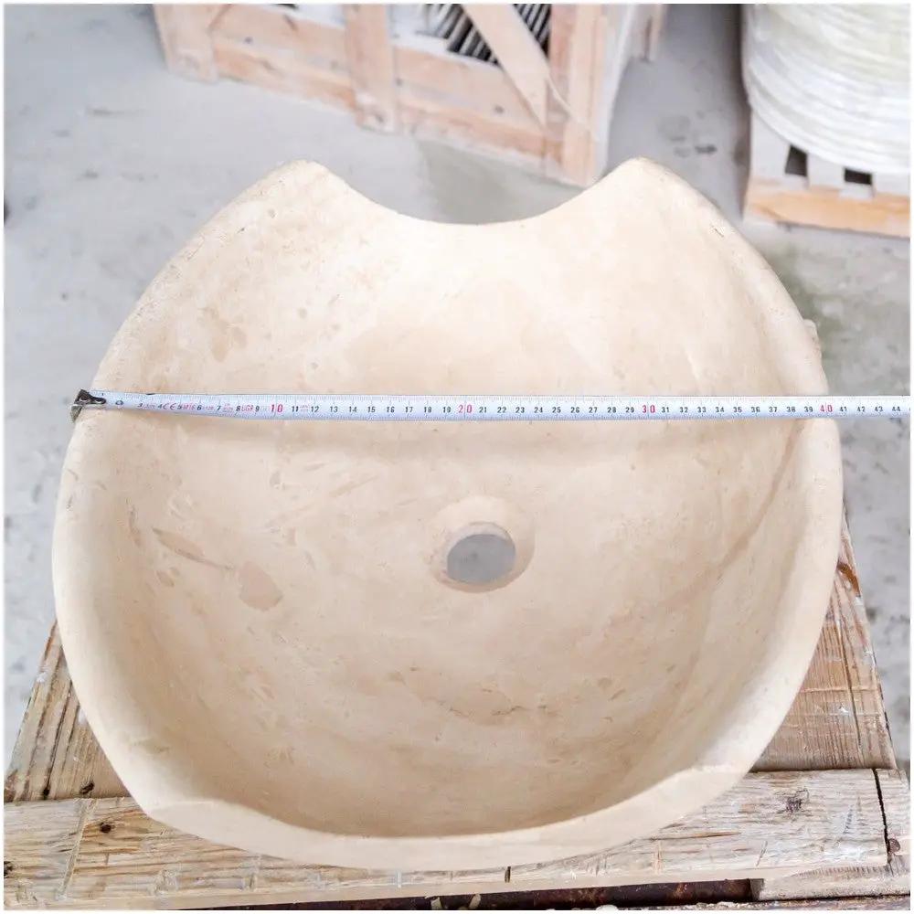 Travertine Natural Stone Vessel Sink Light Beige Honed Surface 16 Inch