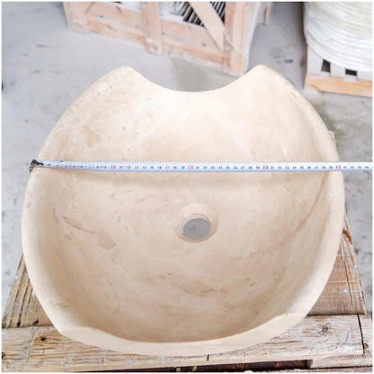 Travertine Natural Stone Vessel Sink Light Beige Honed Surface 16 Inch