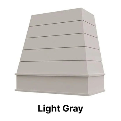 Wood Range Hood With Tapered Shiplap Front and Block Trim - 30", 36", 42", 48", 54" and 60" Widths Available