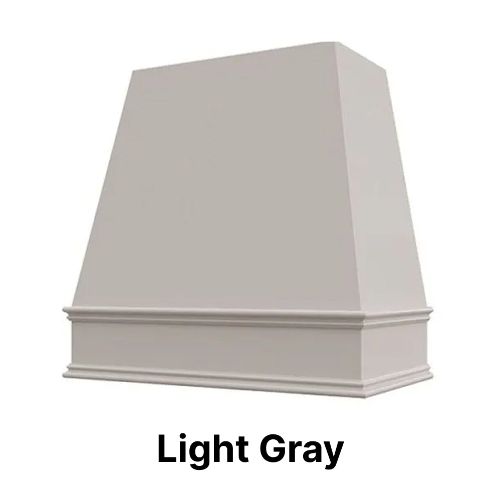 Wood Range Hood With Tapered Front and Decorative Trim - 30", 36", 42", 48", 54" and 60" Widths Available