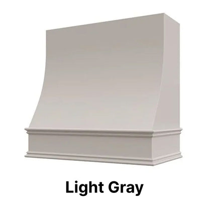 Wood Range Hood With Sloped Front and Decorative Trim - 30", 36", 42", 48", 54" and 60" Widths Available