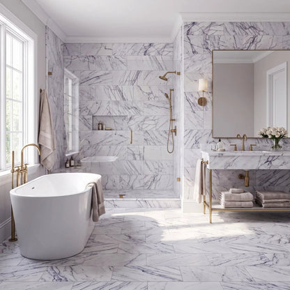 Lilac Honed Marble Tiles 12x24