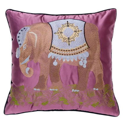Lime green satin elephant embroidery sofa cushion cover living room