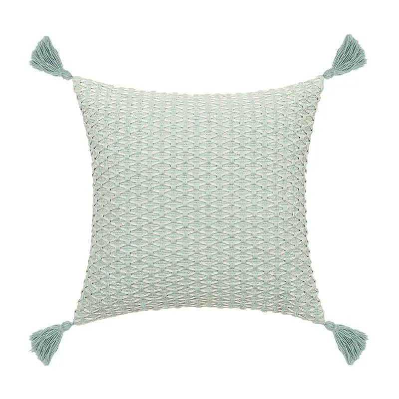 Linen embroidery leaves cushion cover cream & beige living room