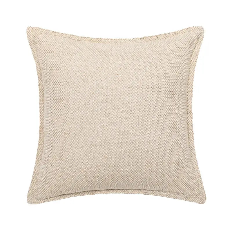 Linen embroidery leaves cushion cover cream & beige living room