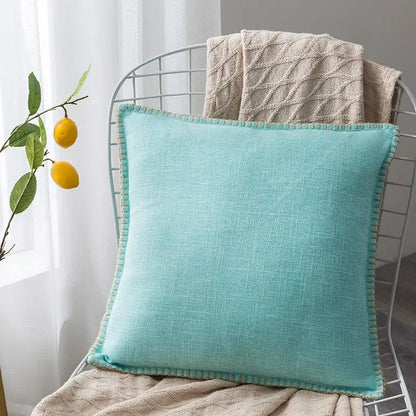 Linen fringe cushion cover neutral tones living room pillow