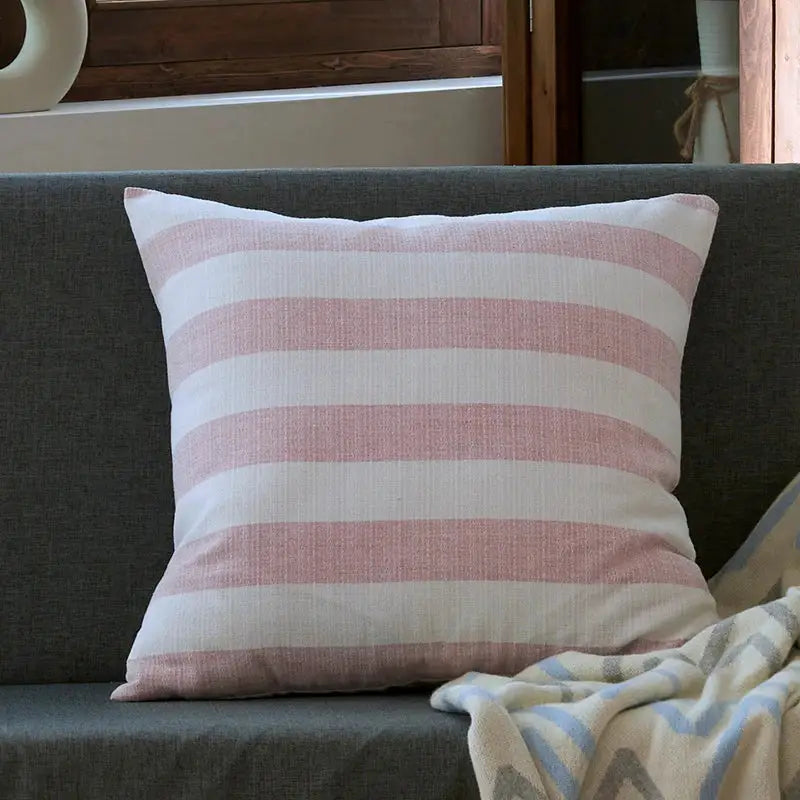 Linen stripe cushion cover living room striped pillow case