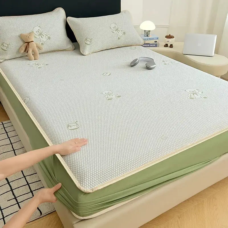 Little bear gray jacquard cooling mat bedroom mattress pad