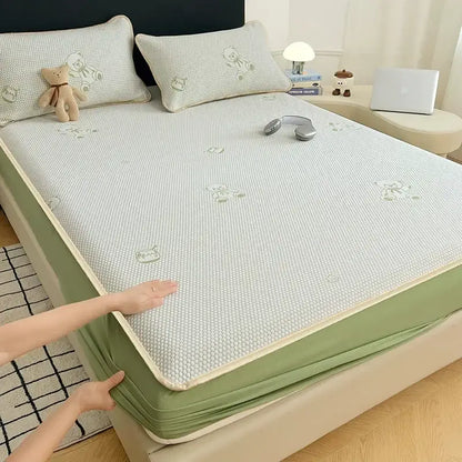 Little bear gray jacquard cooling mat bedroom mattress pad