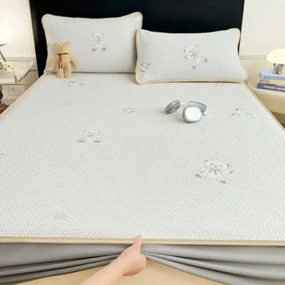 Little bear gray jacquard cooling mat bedroom mattress pad