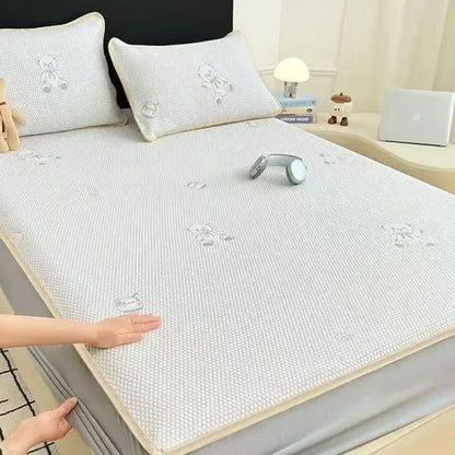Little bear gray jacquard cooling mat bedroom mattress pad