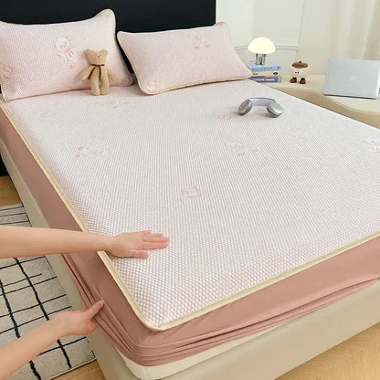 Little bear gray jacquard cooling mat bedroom mattress pad