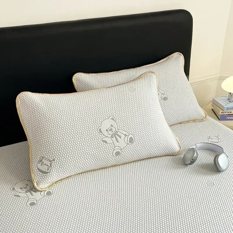 Little bear gray jacquard cooling mat bedroom mattress pad