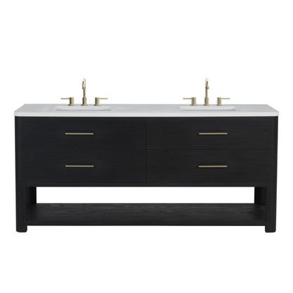 James Martin Lucian 72" Double Bathroom Vanity, Carbon Oak