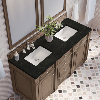 James Martin Bristol 60" Double Bathroom Vanity, Whitewashed Walnut