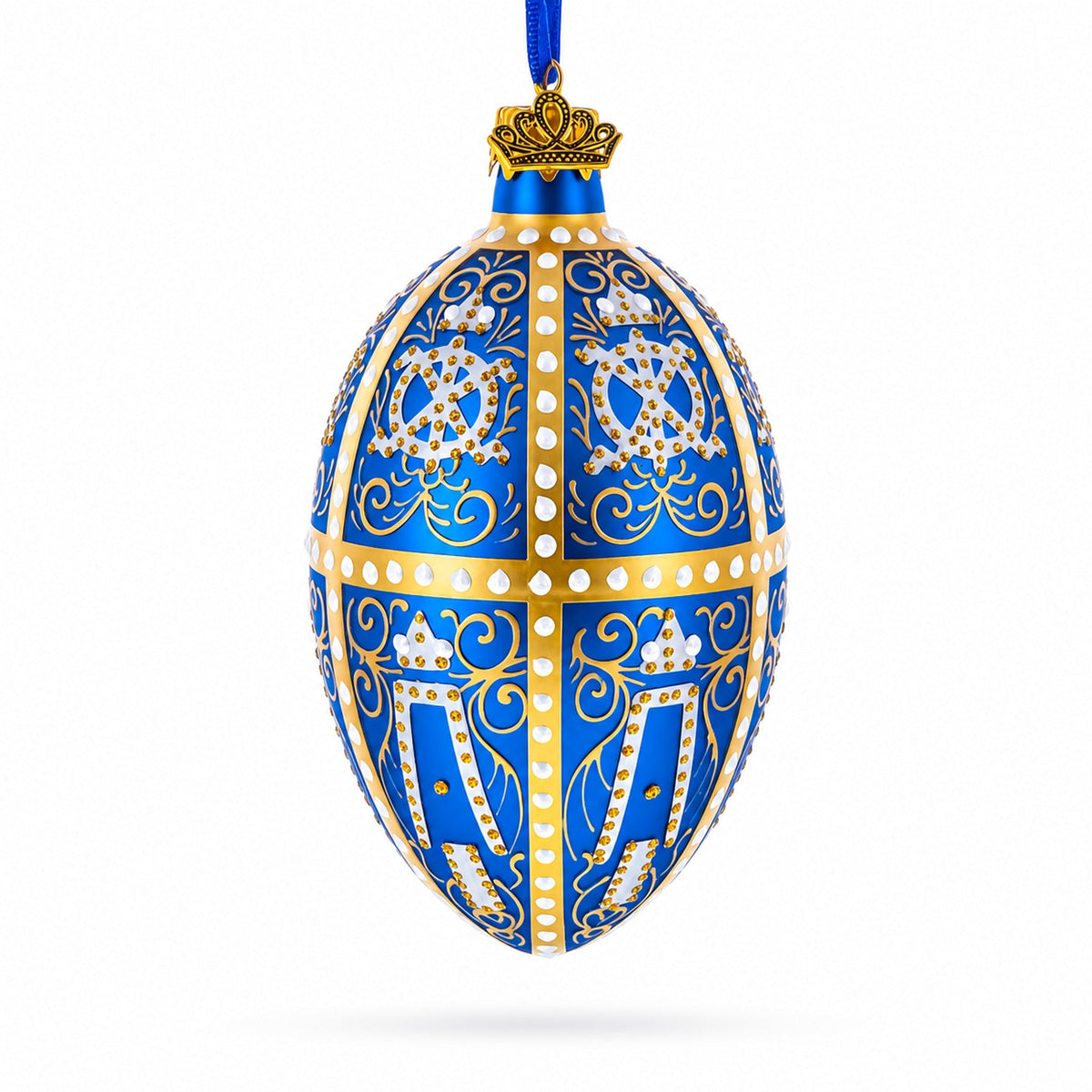 1896 Twelve Monograms Royal Glass Egg Ornament 4 Inches