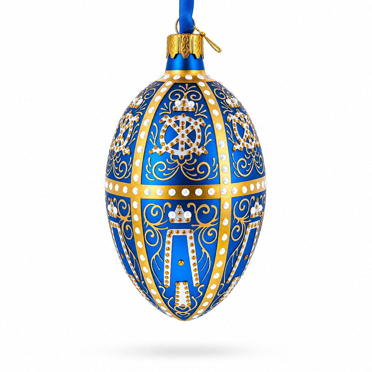 1896 Twelve Monograms Royal Glass Egg Ornament 4 Inches