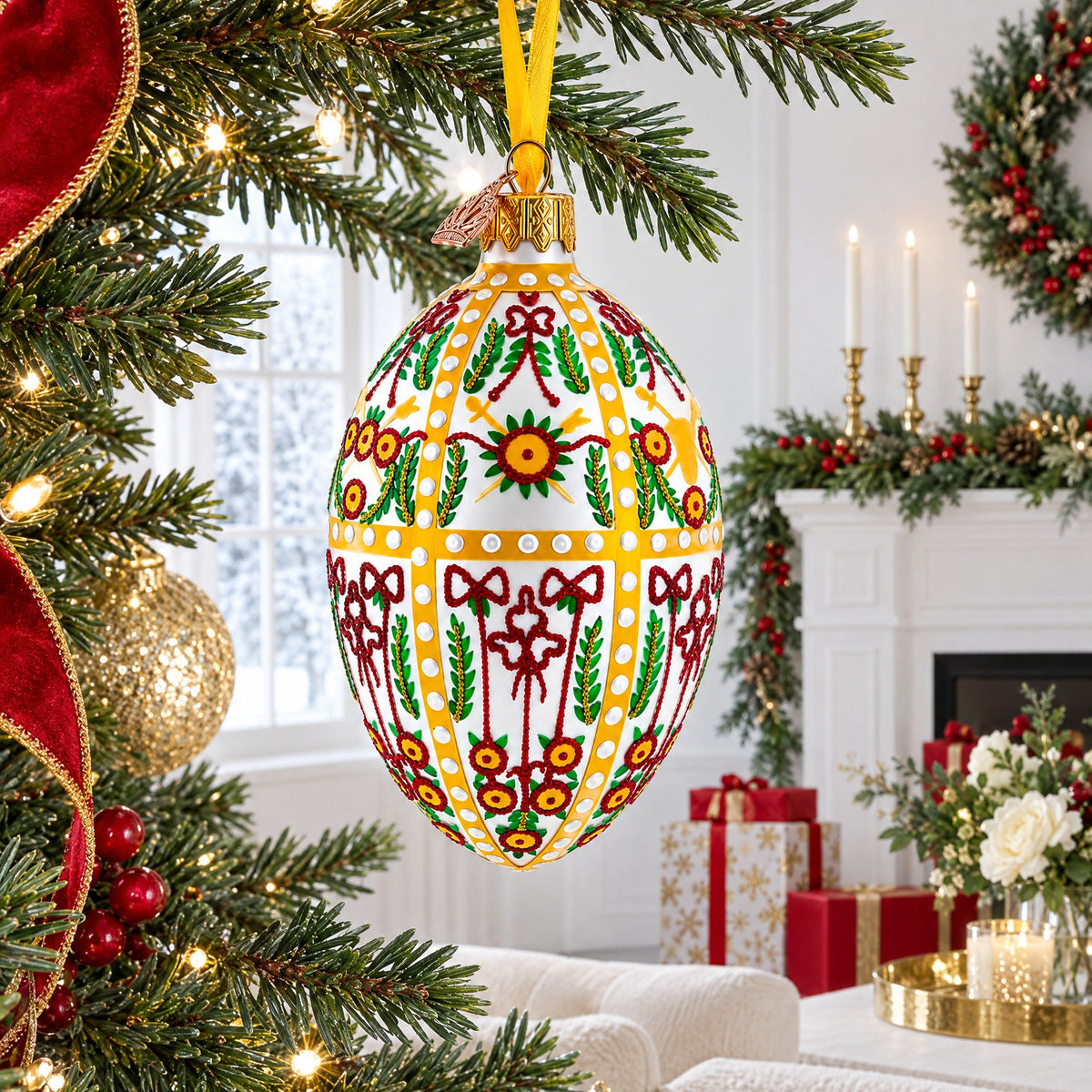 1901 Gatchina Palace Royal Glass Egg Ornament 4 Inches