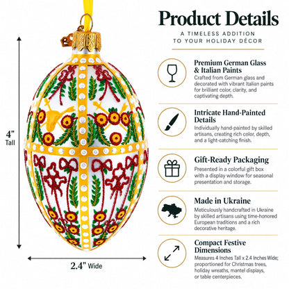 1901 Gatchina Palace Royal Glass Egg Ornament 4 Inches