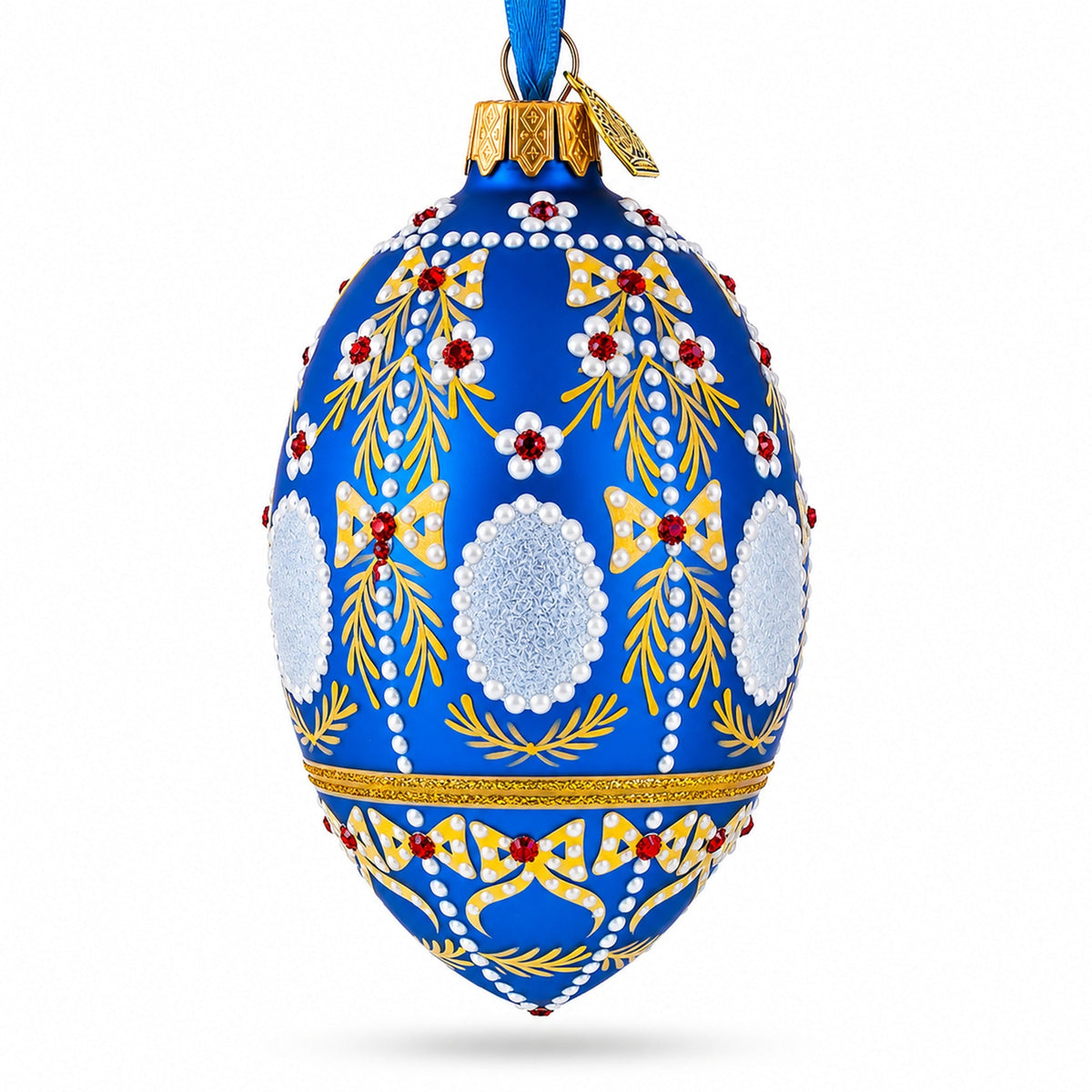 1908 Alexander Palace Royal on Blue Egg Glass Ornament 4 Inches