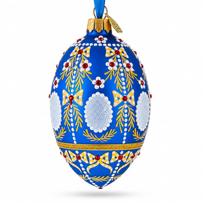 1908 Alexander Palace Royal on Blue Egg Glass Ornament 4 Inches