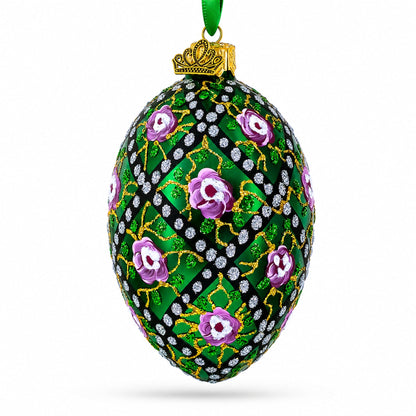 1907 Rose Trellis Royal Egg Glass Ornament 4 Inches
