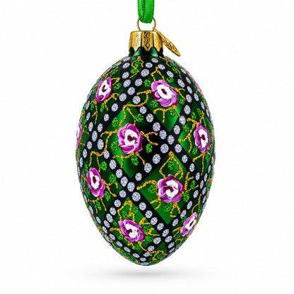 1907 Rose Trellis Royal Egg Glass Ornament 4 Inches