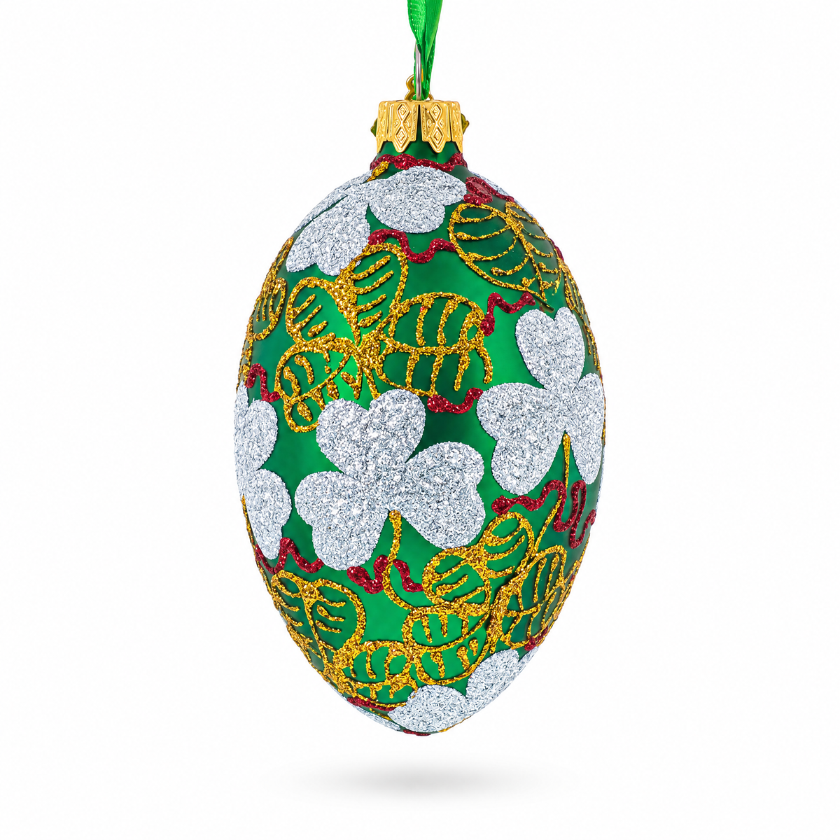 1902 Clover Leaf Royal Egg Glass Christmas Ornament 4 Inches