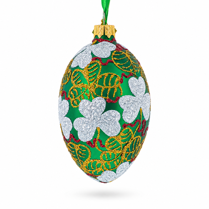 1902 Clover Leaf Royal Egg Glass Christmas Ornament 4 Inches