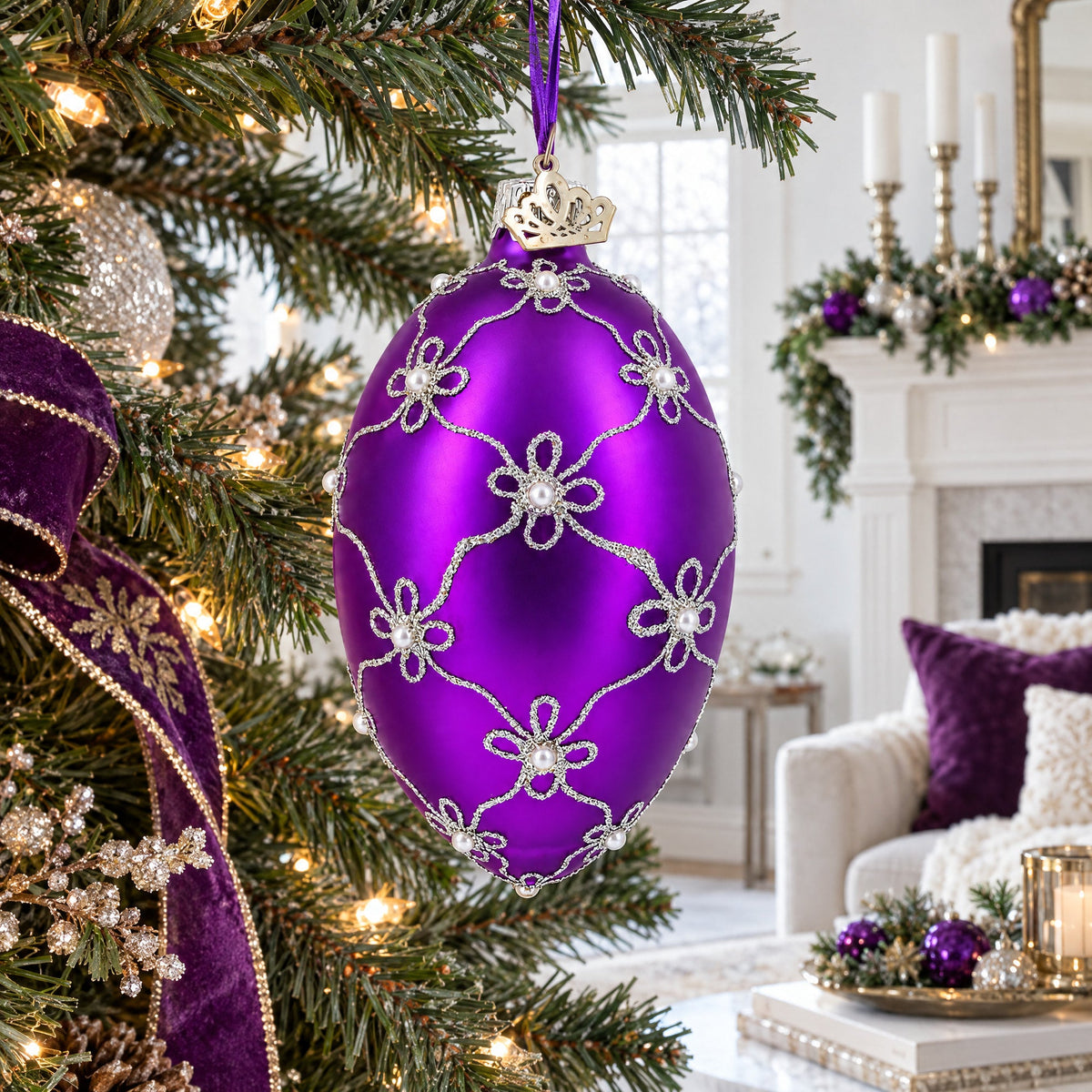 1906 The Swan Royal Egg Glass Ornament 4 Inches