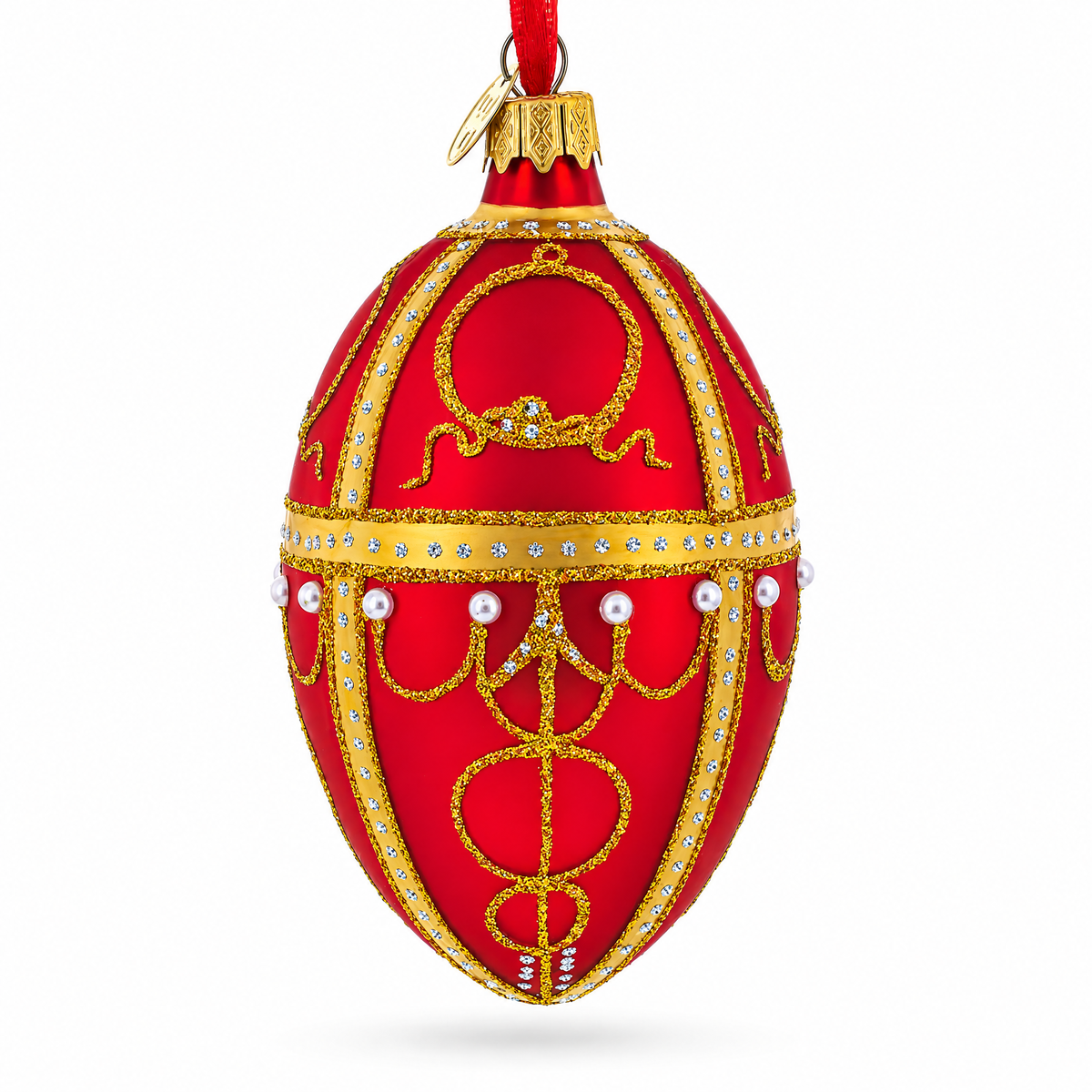 1895 Rosebud Royal Egg Glass Ornament 4 Inches