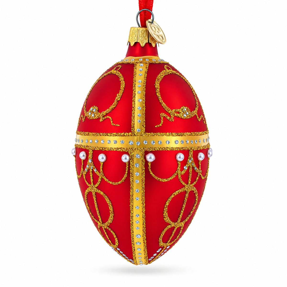1895 Rosebud Royal Egg Glass Ornament 4 Inches