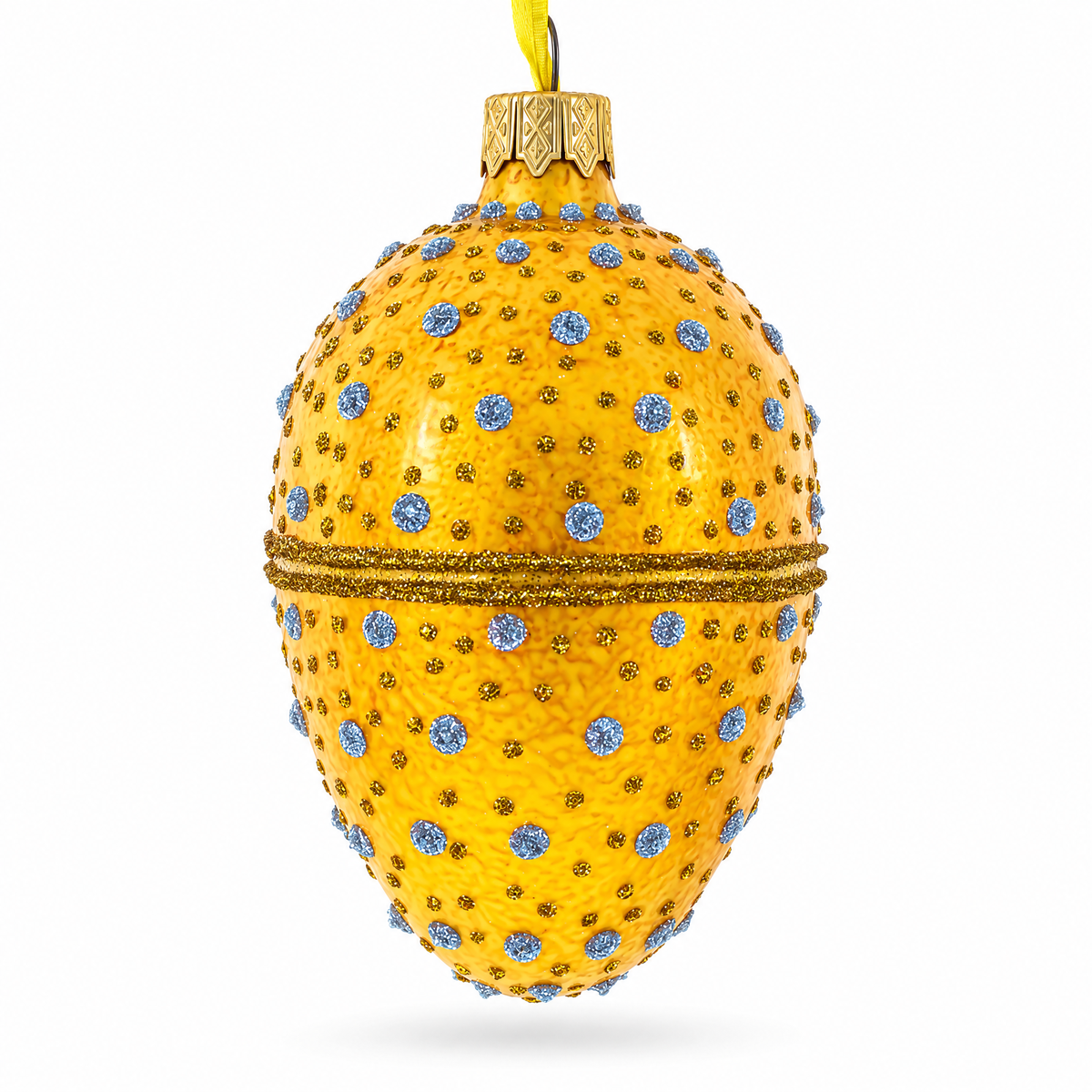 Diamond Drops Glass Egg Ornament 4 Inches