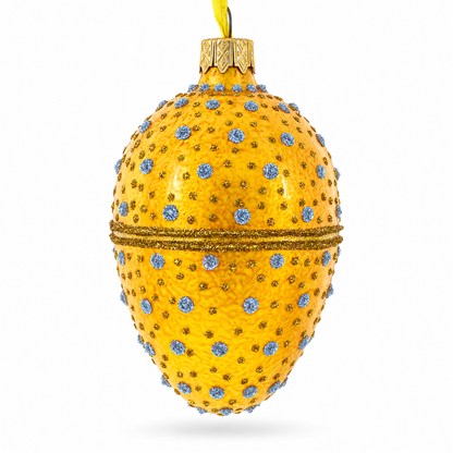 Diamond Drops Glass Egg Ornament 4 Inches