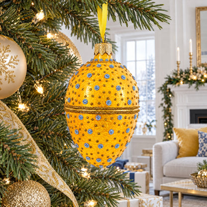 Diamond Drops Glass Egg Ornament 4 Inches