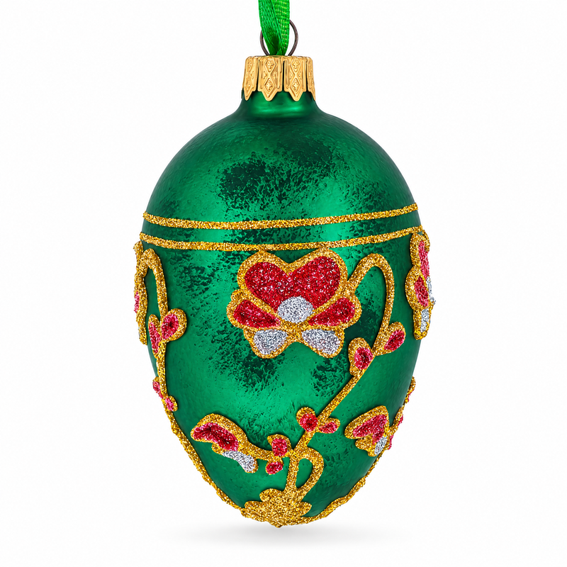 1899 Pansy Royal Egg Glass Ornament 4 Inches