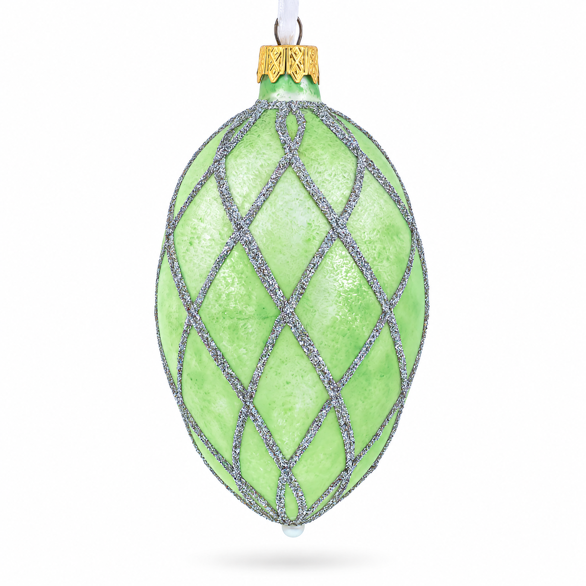 1892 Diamond Trellis Royal Egg Glass Ornament 4 Inches