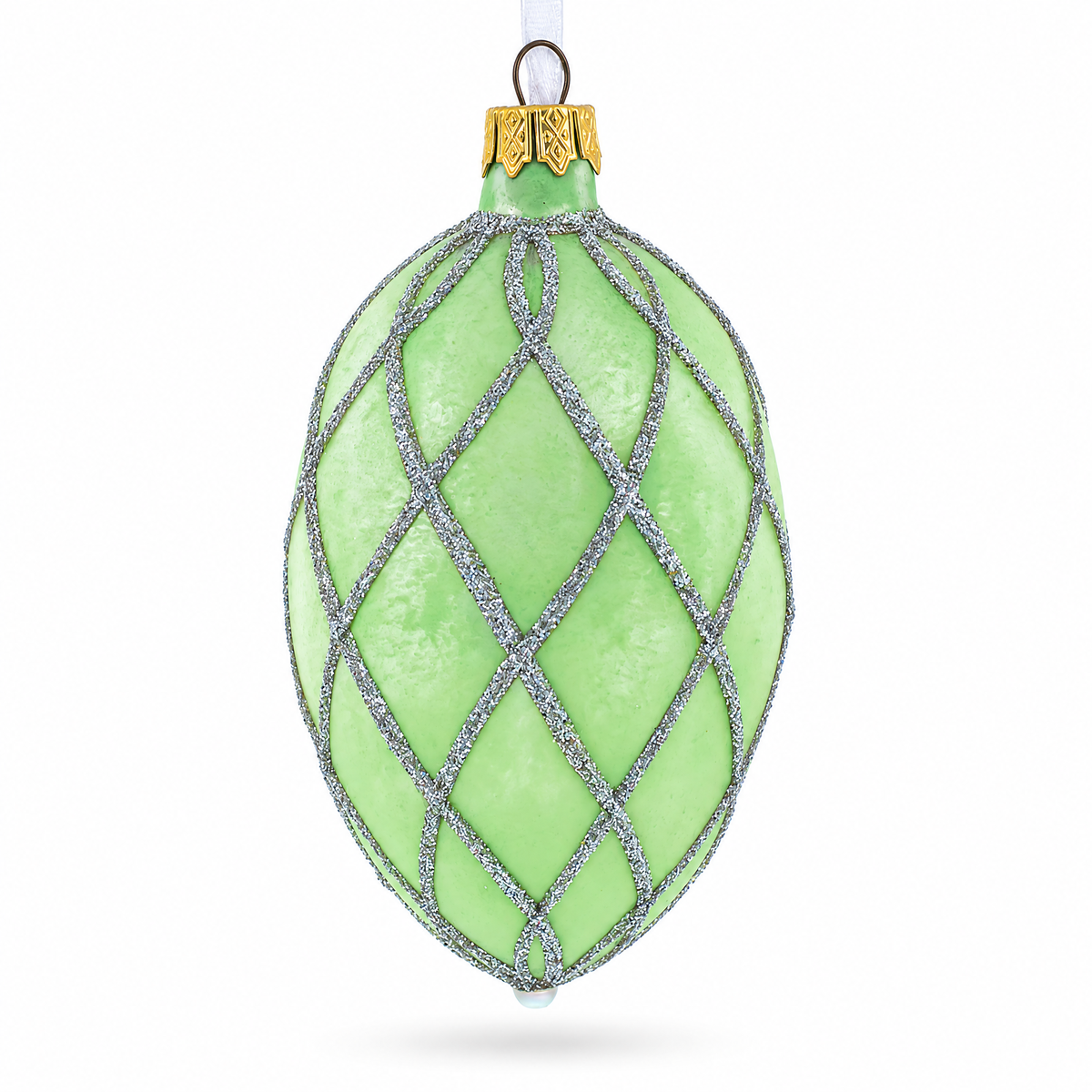 1892 Diamond Trellis Royal Egg Glass Ornament 4 Inches