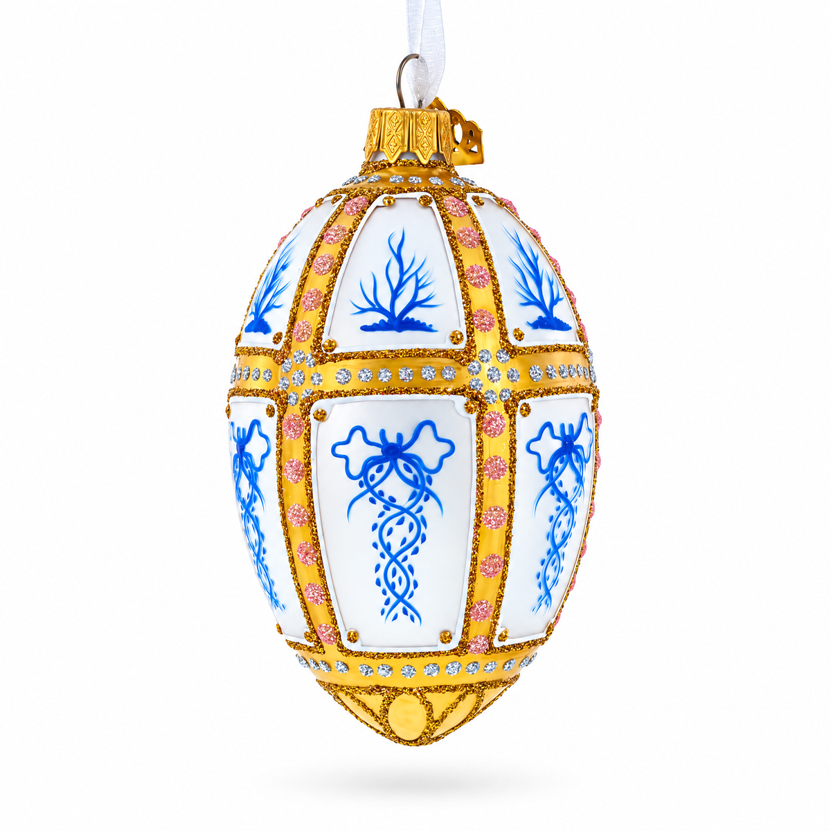 1899 Kelch 12 Panel Royal Egg Glass Ornament 4 Inches