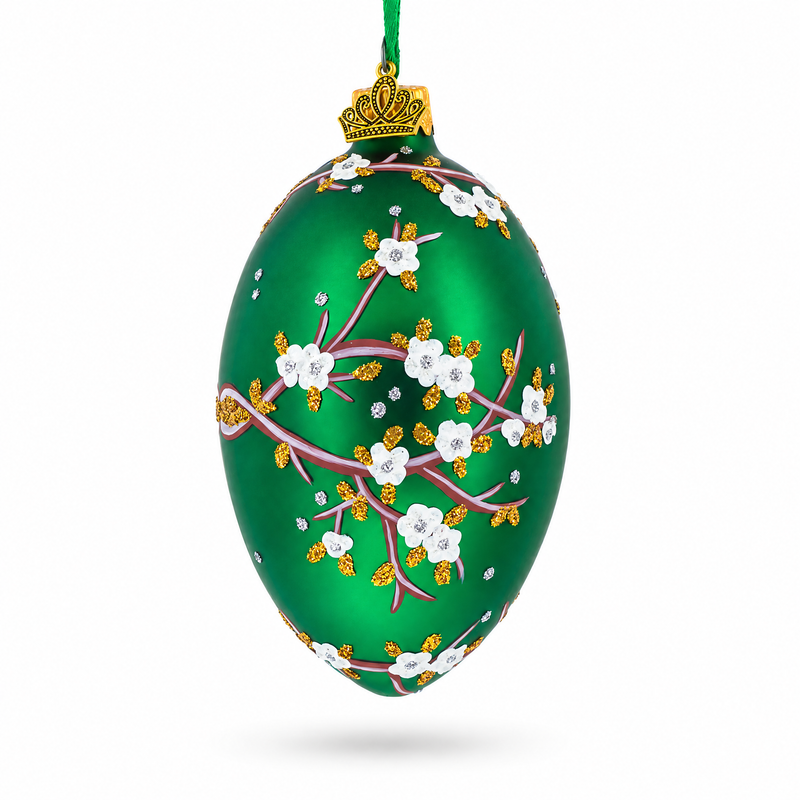 1901 Kelch Apple Blossom Royal Egg Glass Ornament 4 Inches