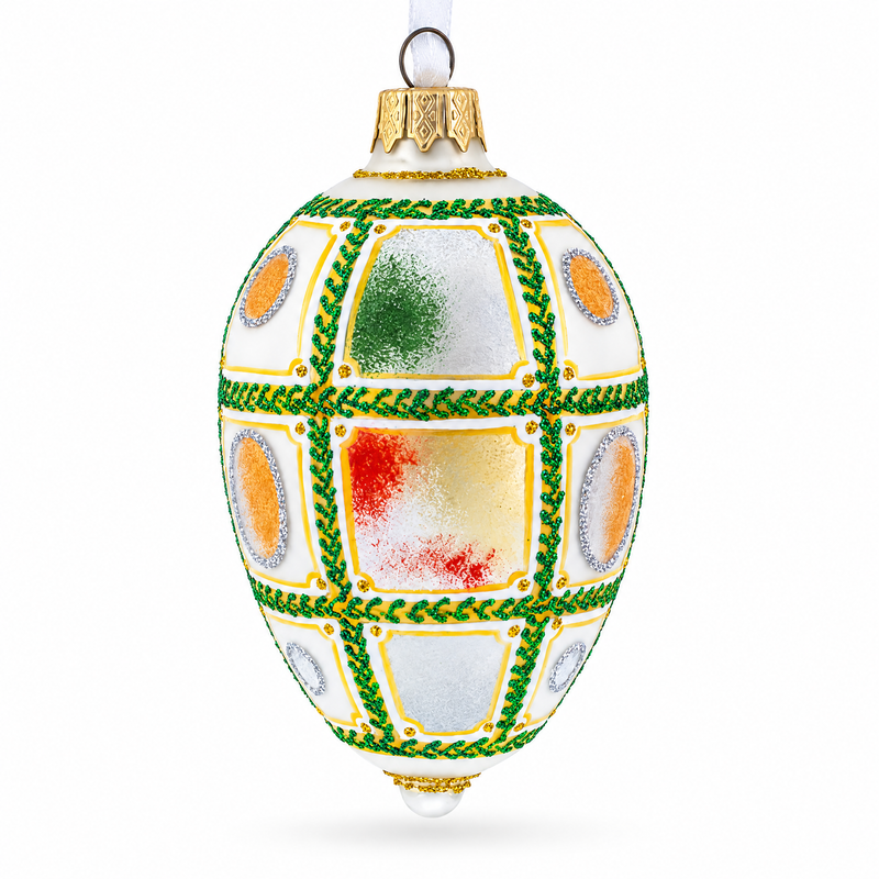 1911 Fifteenth Anniversary Royal Egg Glass Ornament 4 Inches