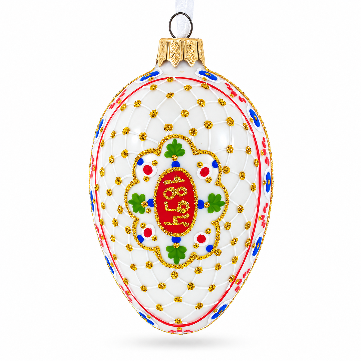 1894 Renaissance Royal Egg Glass Ornament 4 Inches