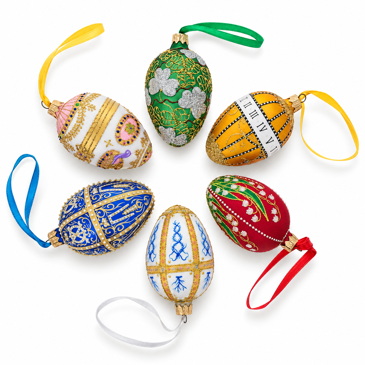 Rhombus Pysanka Glass Egg Ornament 4 Inches