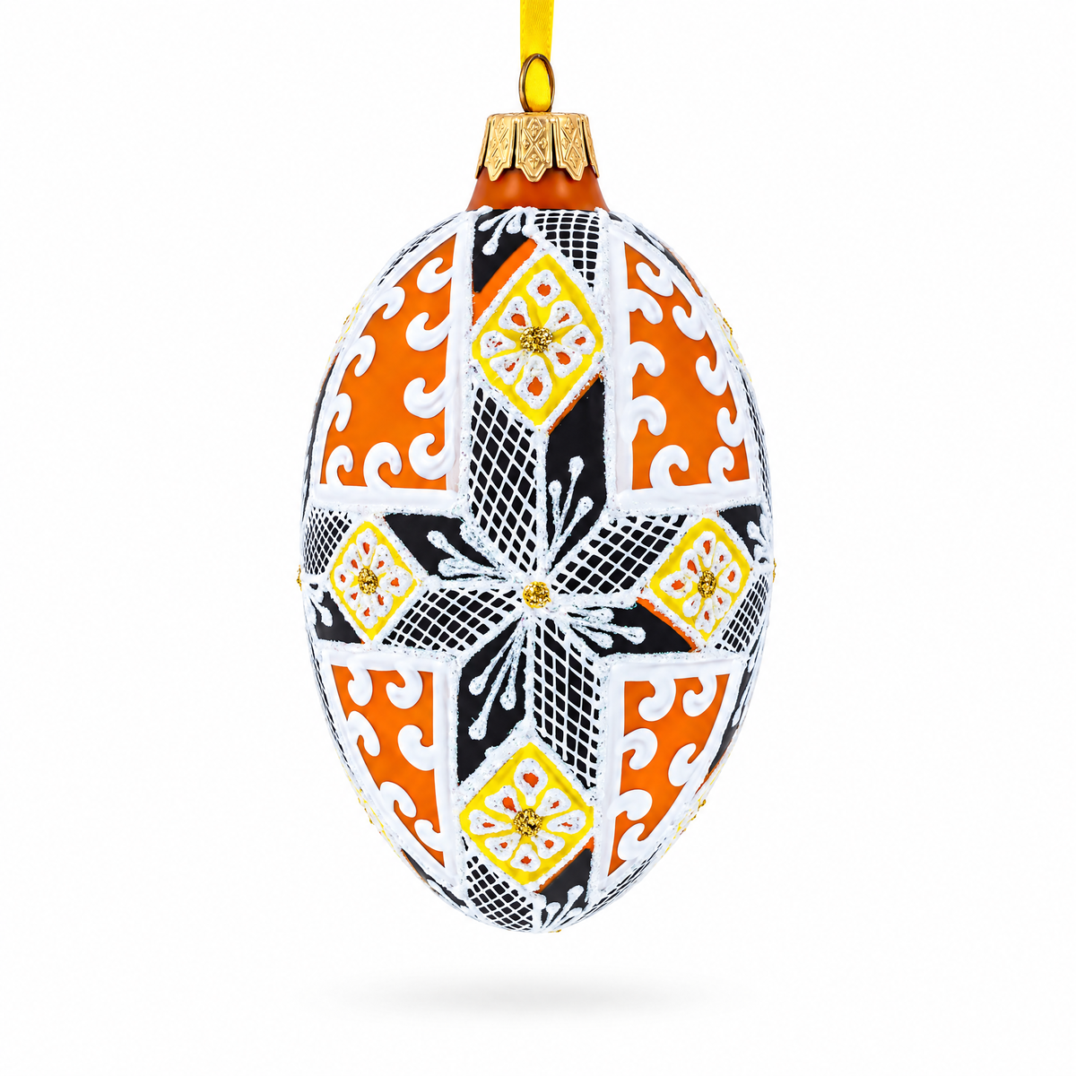 Snowflake Glass Egg Ornament 4 Inches