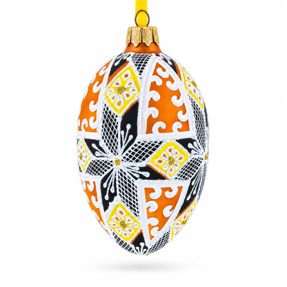 Snowflake Glass Egg Ornament 4 Inches
