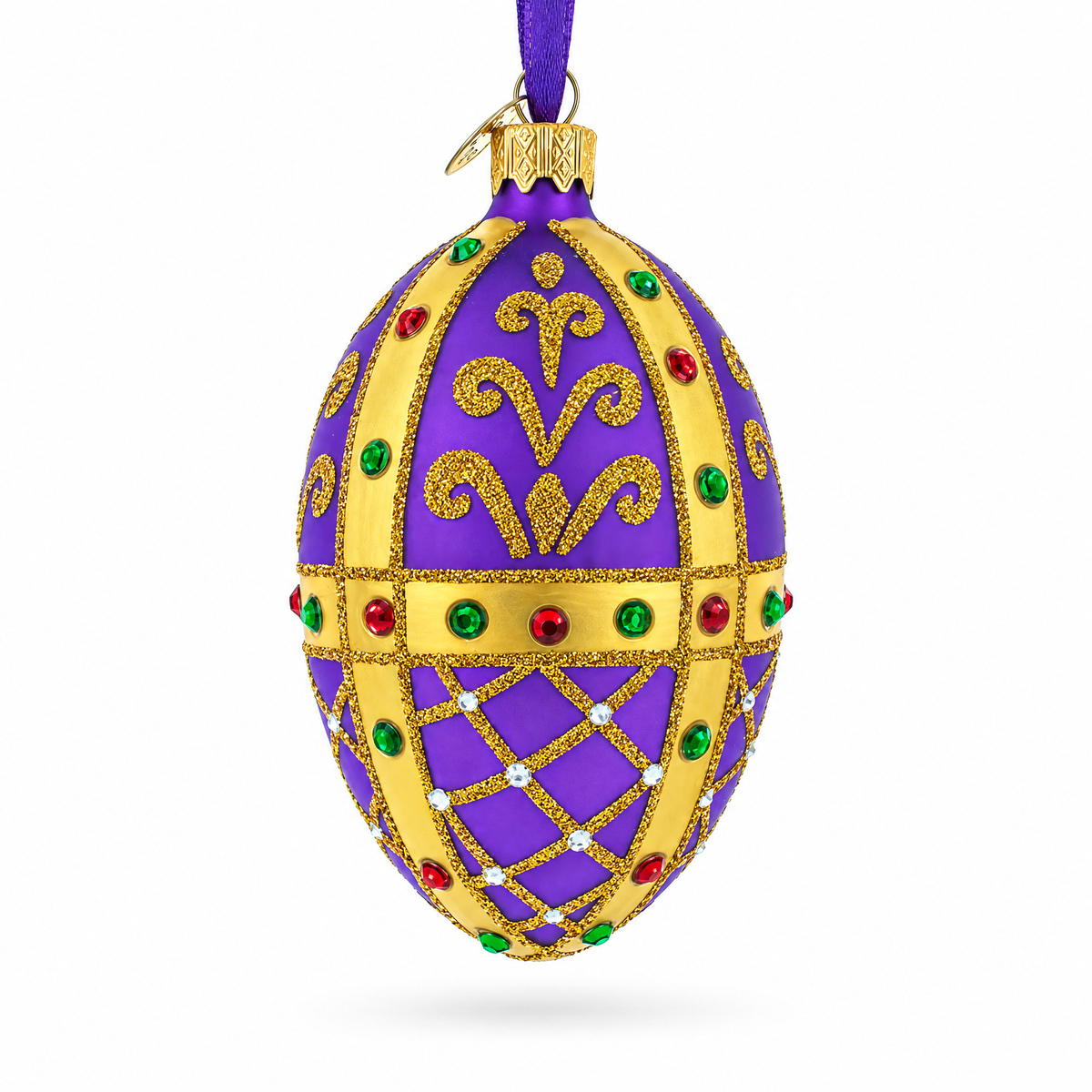 Royal Inspired Purple Glass Egg Ornament 4 Inches