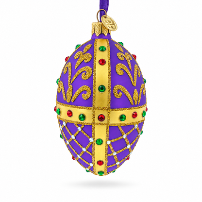 Royal Inspired Purple Glass Egg Ornament 4 Inches