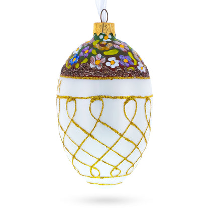 1901 Basket of Flowers Royal Egg Glass Ornament 4 Inches