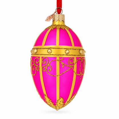 1899 Rose Quartz Royal Egg Glass Ornament 4 Inches